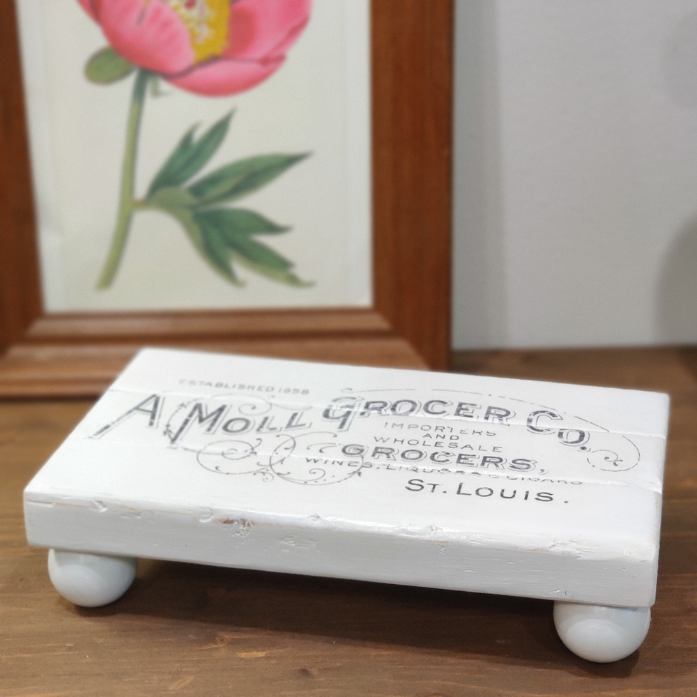 White Solid Wood Rustic Riser Tray